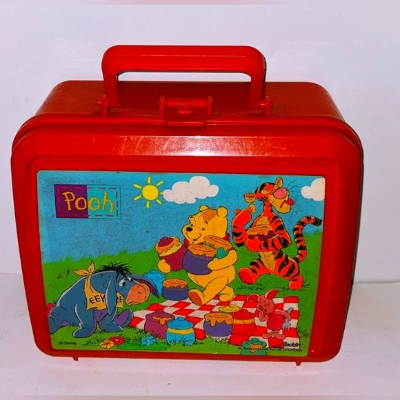 Winnie the Pooh & Friends Lunch Box & Thermos Plastic Red Eeyore Tigger - Picture 2 of 5